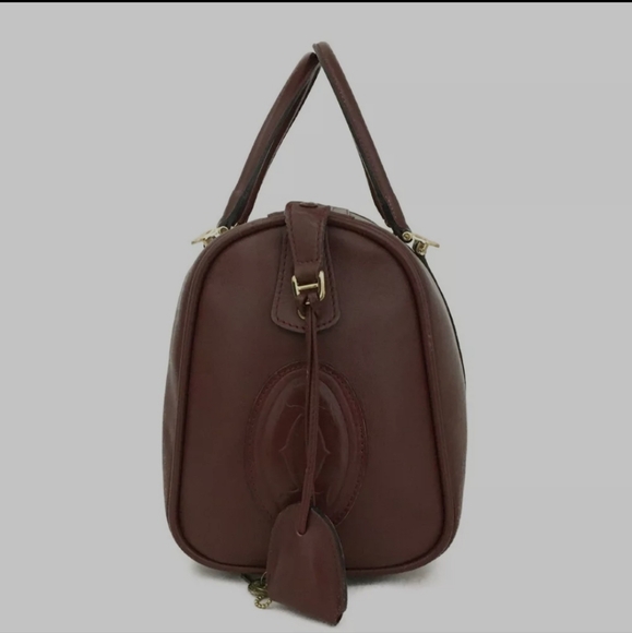 Vintage Must de Cartier 1975 Leather Boston Travel Hand Bag Bordeaux/3AD2295 - Picture 3 of 9